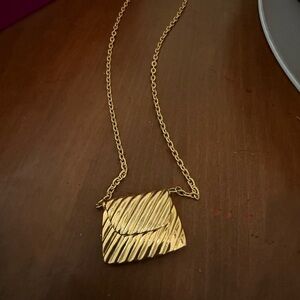 Gold Textured Pendant Necklace